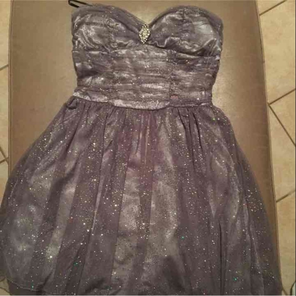 Silver sparkle strapless