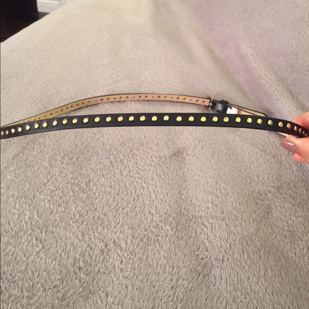 Black Skinny Studded Belt