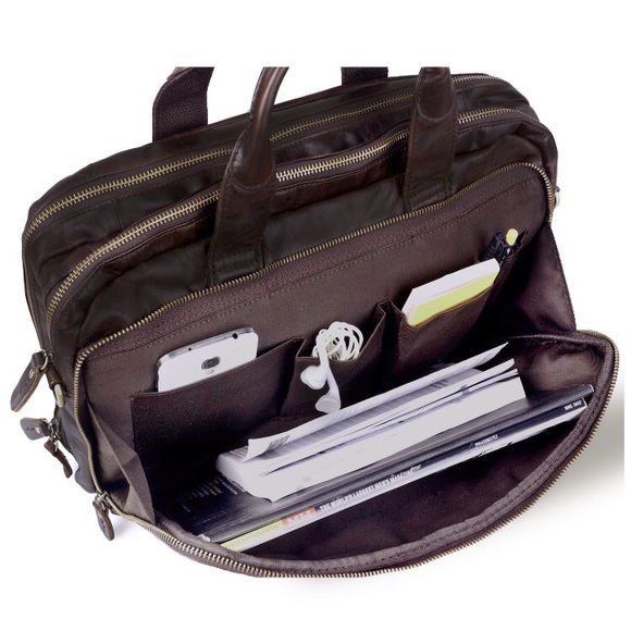 Brown leather messenger bag