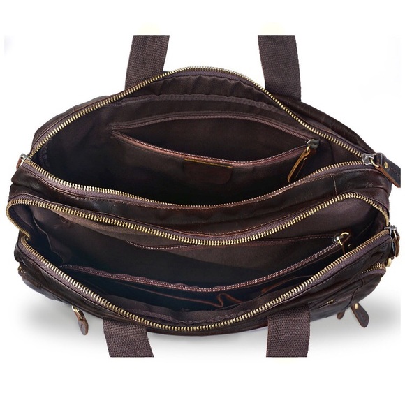 Brown leather messenger bag main image 0