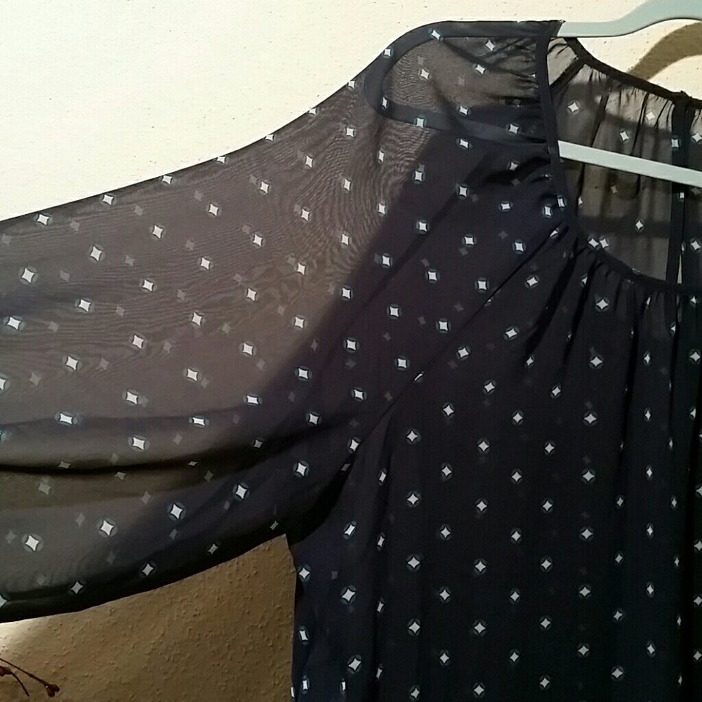 Patterned throw over blouse 3/4th sleeve