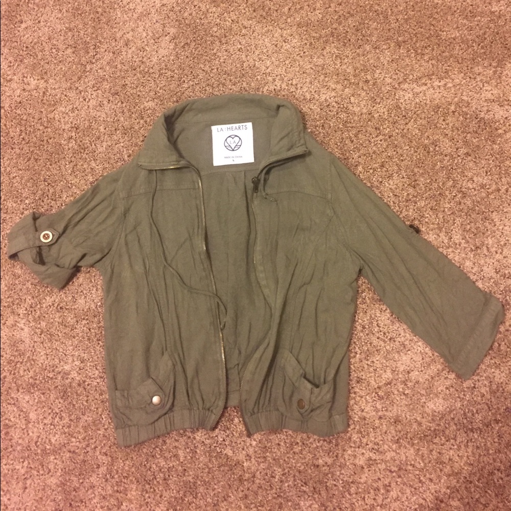 LA Hearts Cropped Bomber Jacket