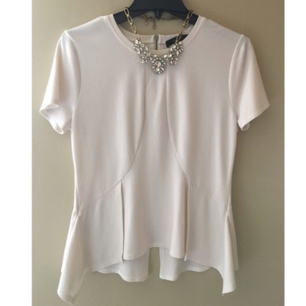 🆕 BCBG Max Azria Scarlet Short-Sleeve Peplum Top