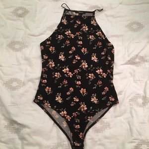 High Neck, Sleeveless Floral Body Suit