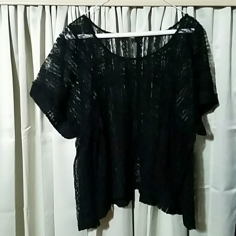 Free People Black Lace Top