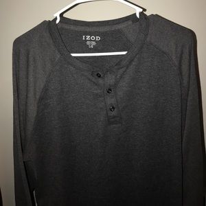 Two Tone Grey Long Sleeve Shirt - IZOD
