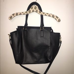 Black large faux-leather purse