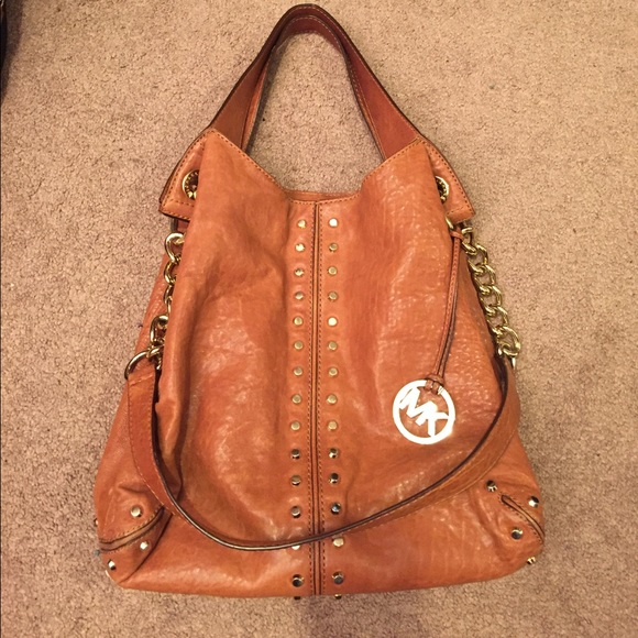 Luggage colored leather Michael Kors tote bag