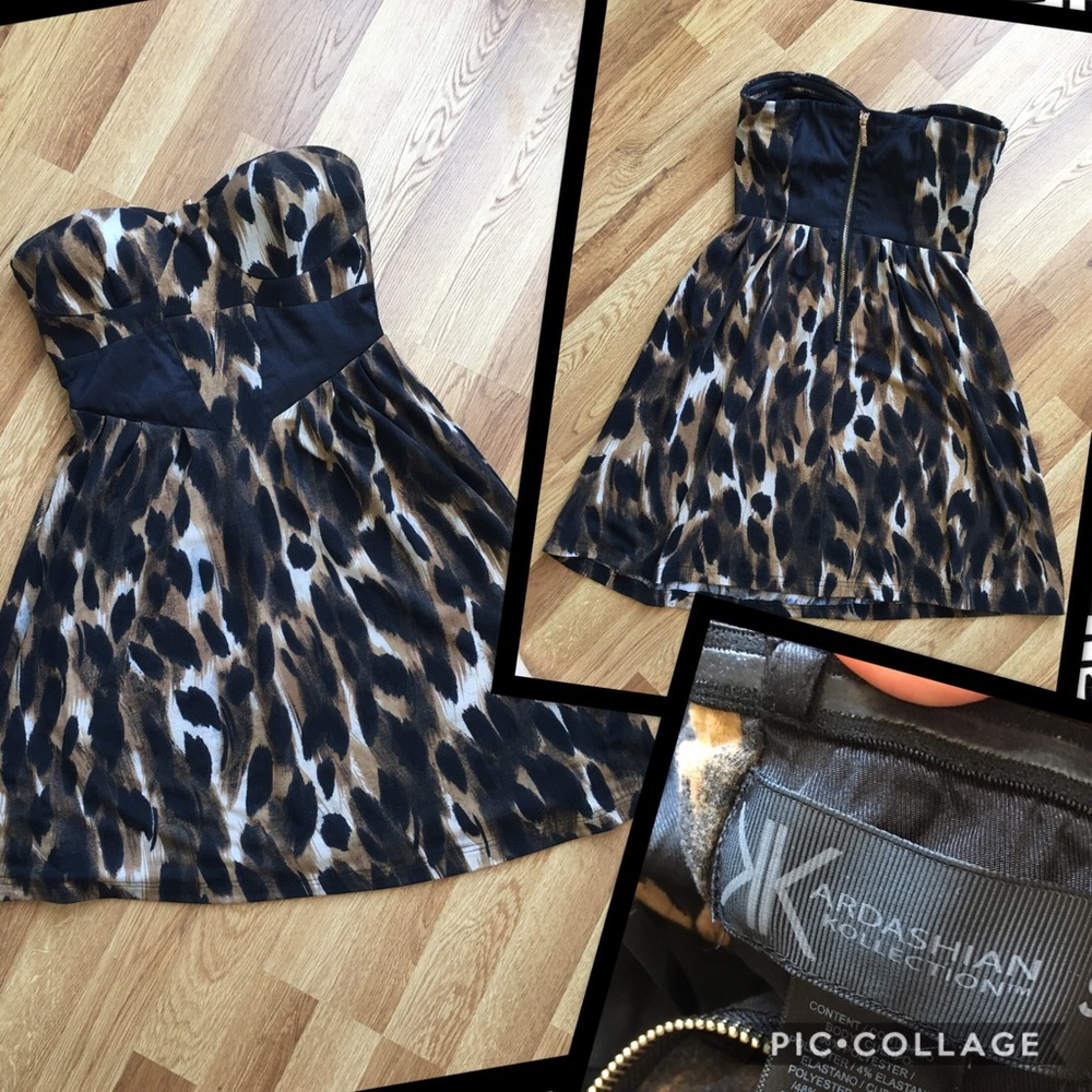 Kardashian Kollection Leopard Strapless dress