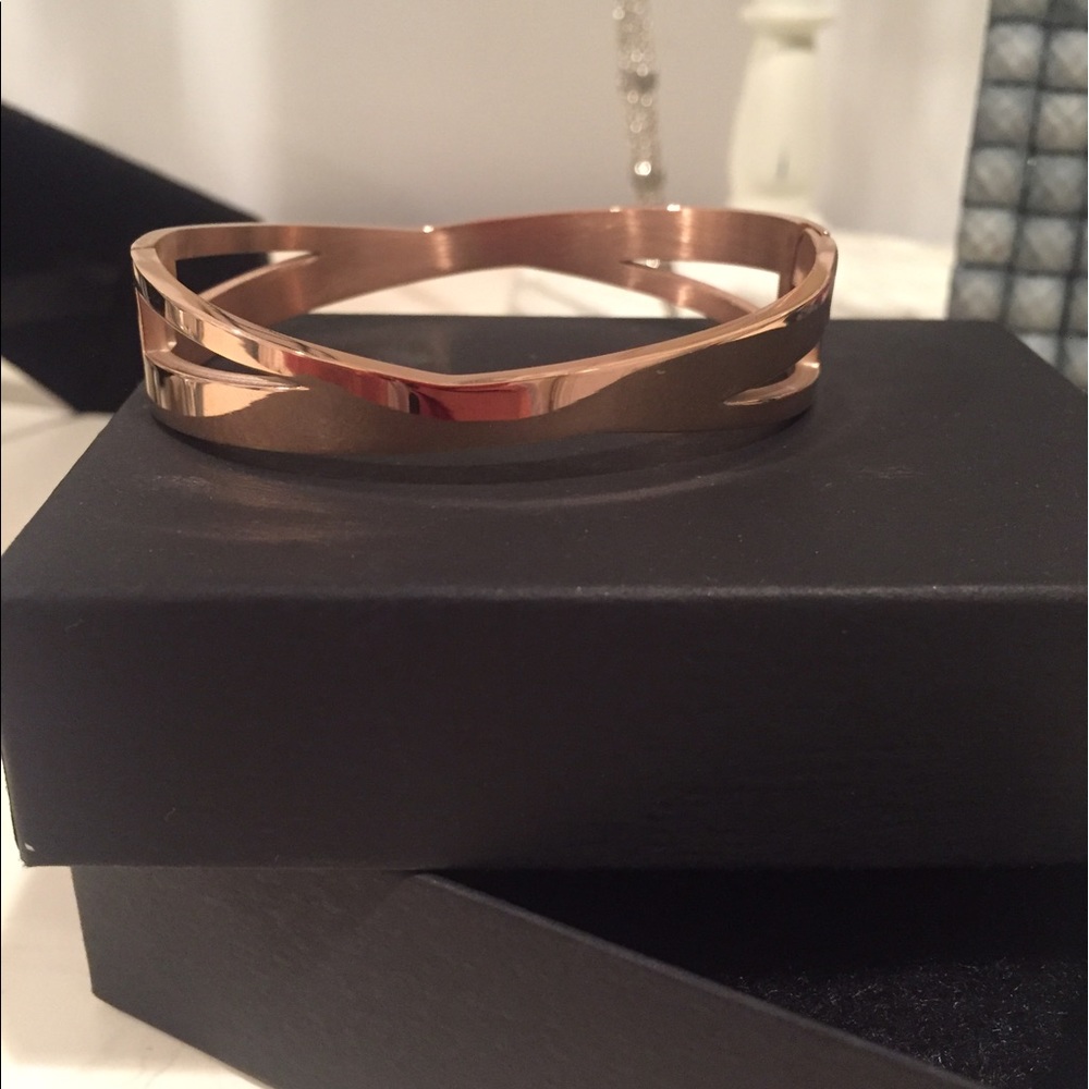 Silver Rhinestones Gold Bangle - Picture 3 of 4