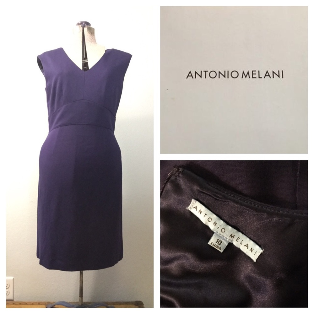 Antonio Melani Blue V Neck Sheath Dress