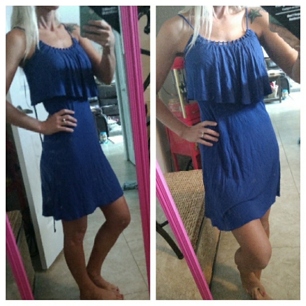 $10 blue strappy back dress