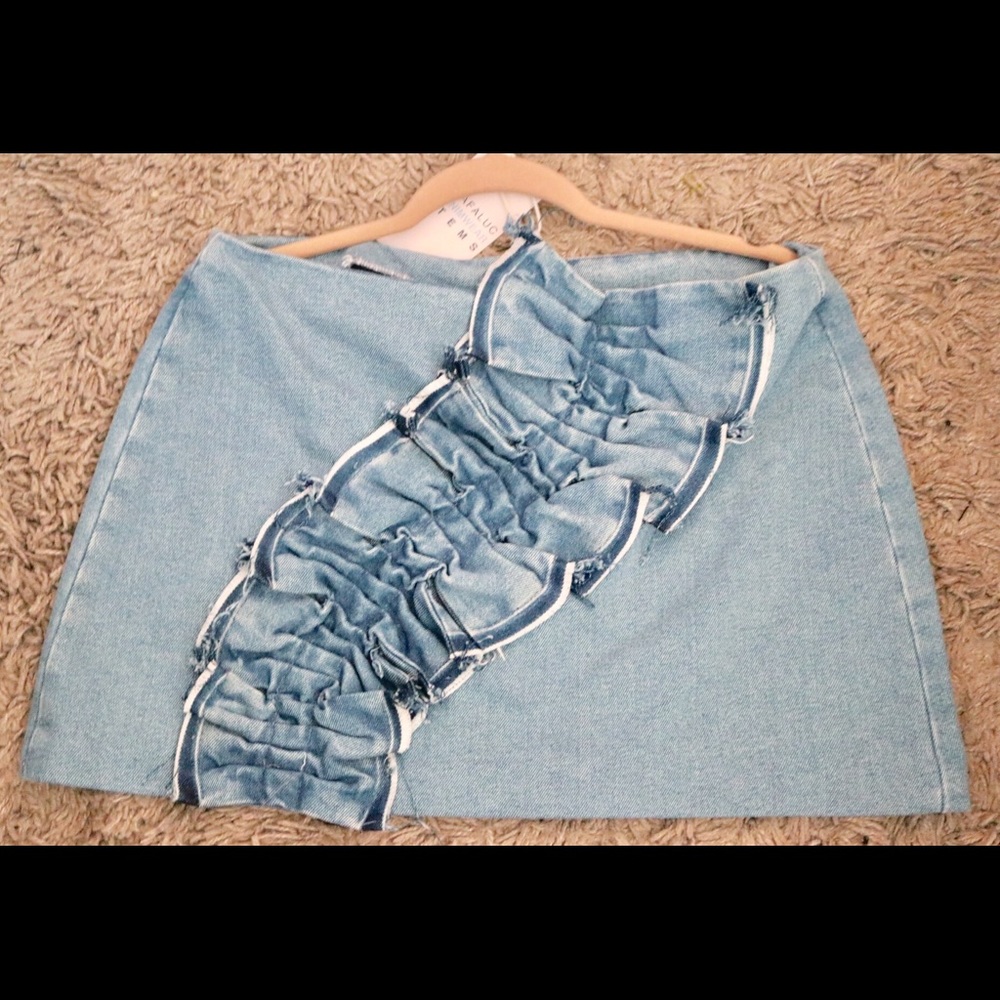 Zara Ruffle Denim Skirt