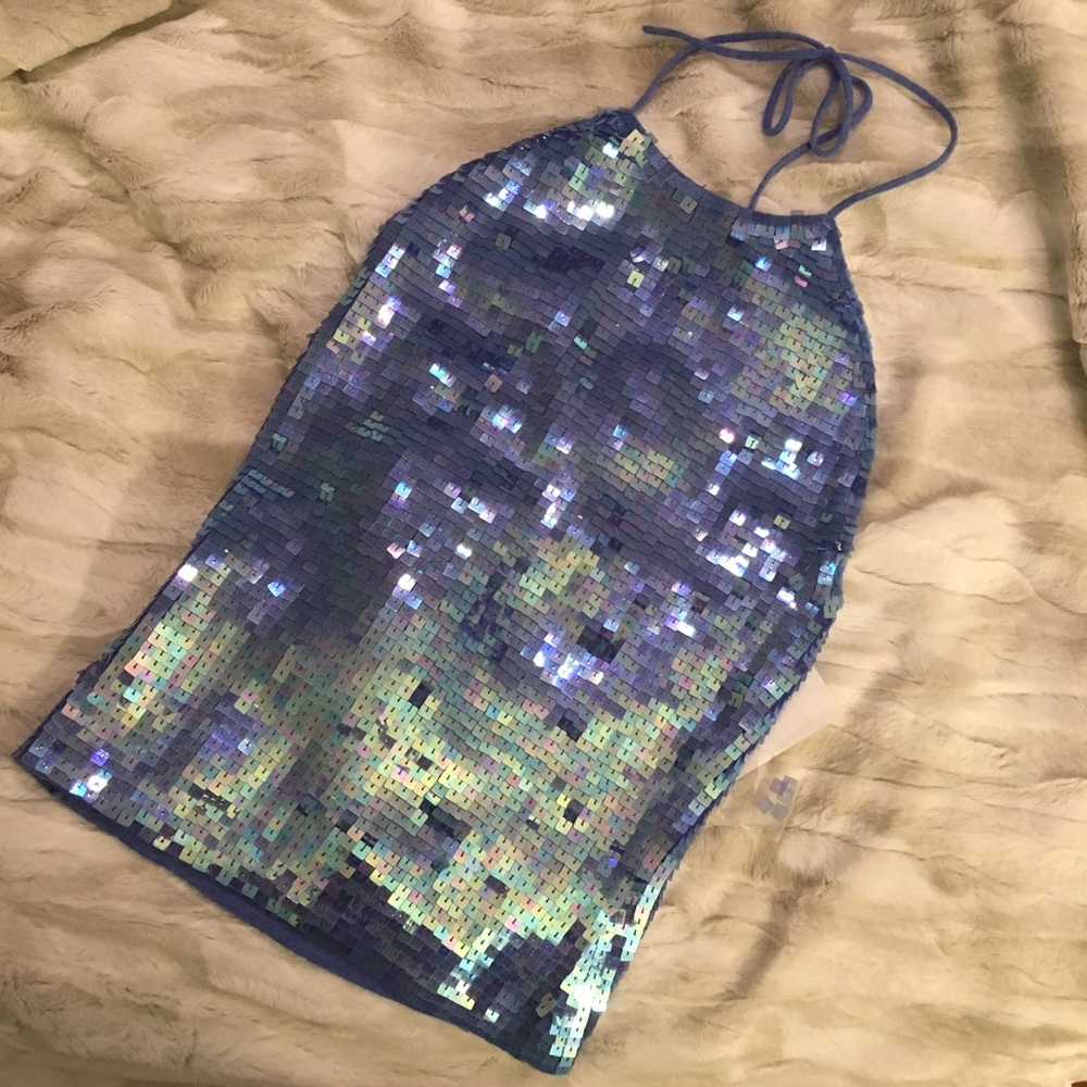 Gap Blue Sequin Halter Top