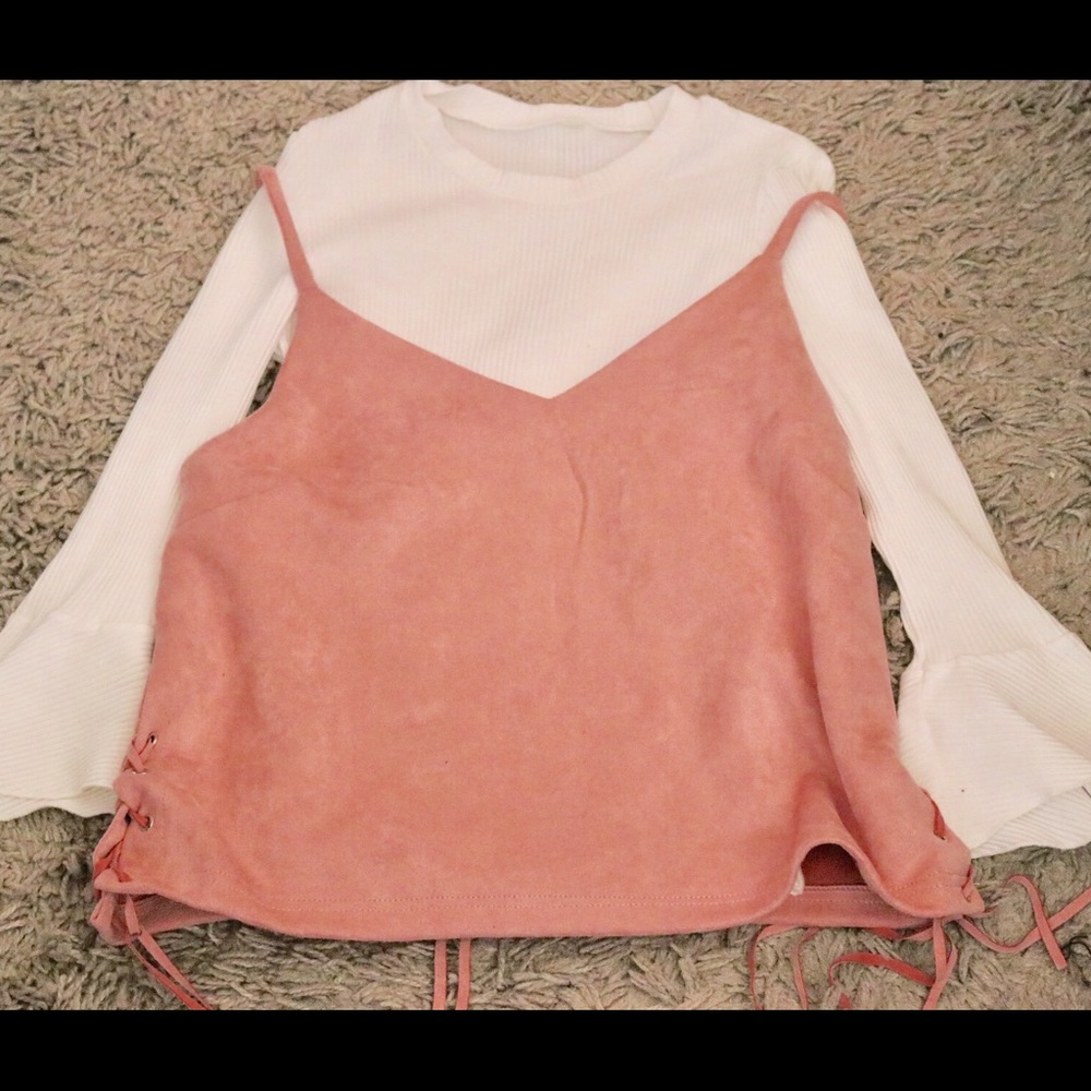 Shein 2 piece top set pink never worn