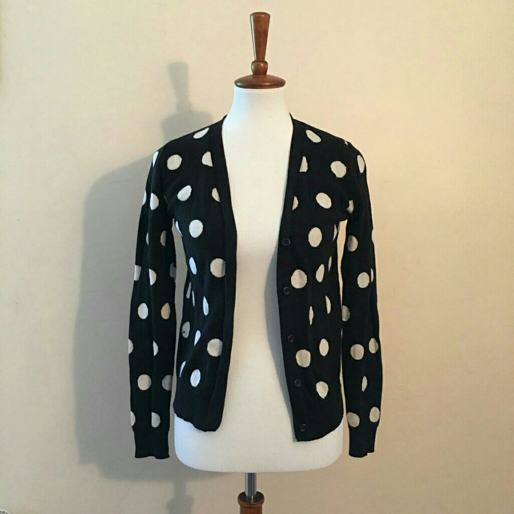 Women's Black with White Polka Dot Sweater
