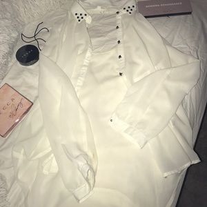 Creamy sheer long sleeve top