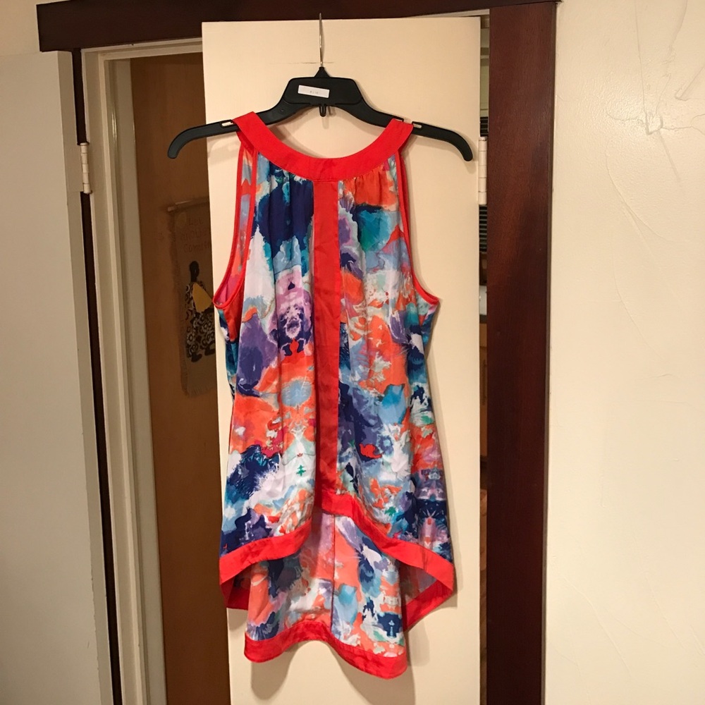 Nicole Miller "Ray of Light" sleeveless floral top
