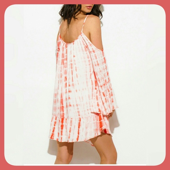 💥Cold 🔥 Shoulder 🔥 Tie Dye 💥Dress - Picture 2 of 4