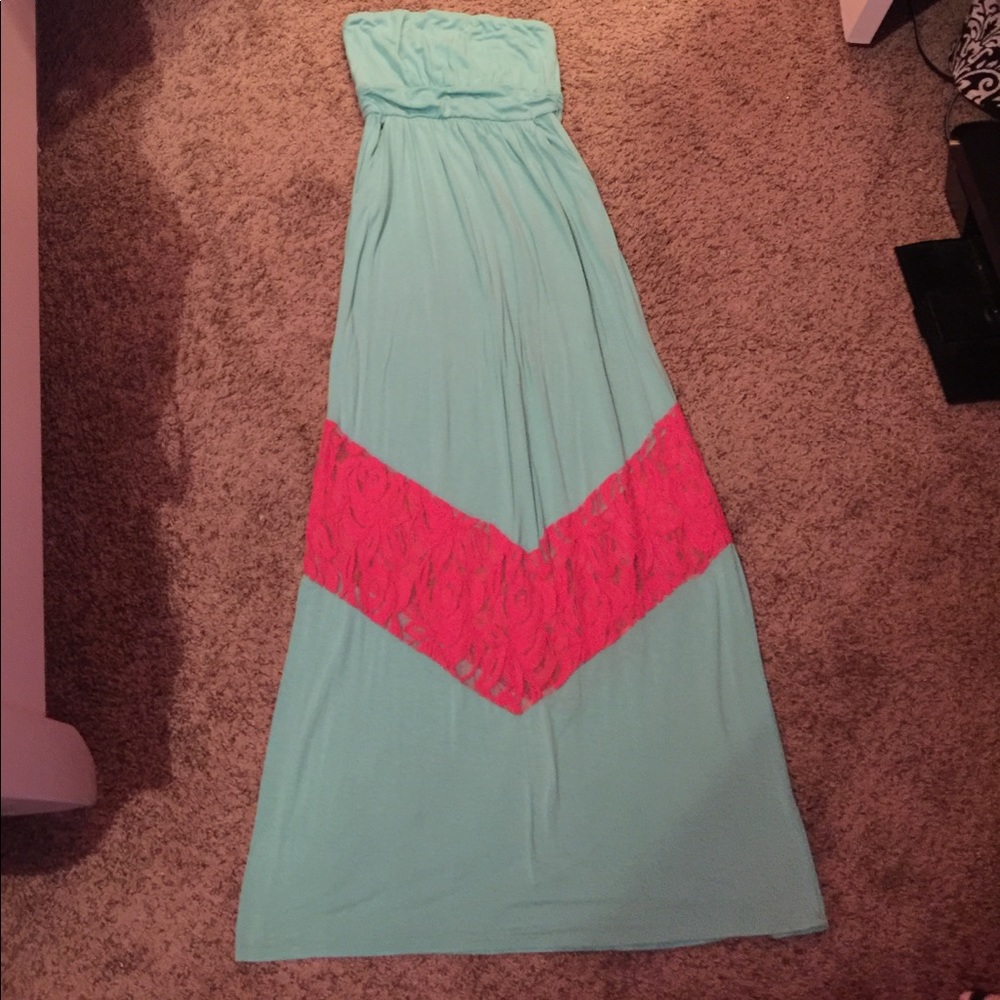 Mint green & pink dress