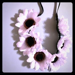 Boho White Flower Crown, White Daisy Headband