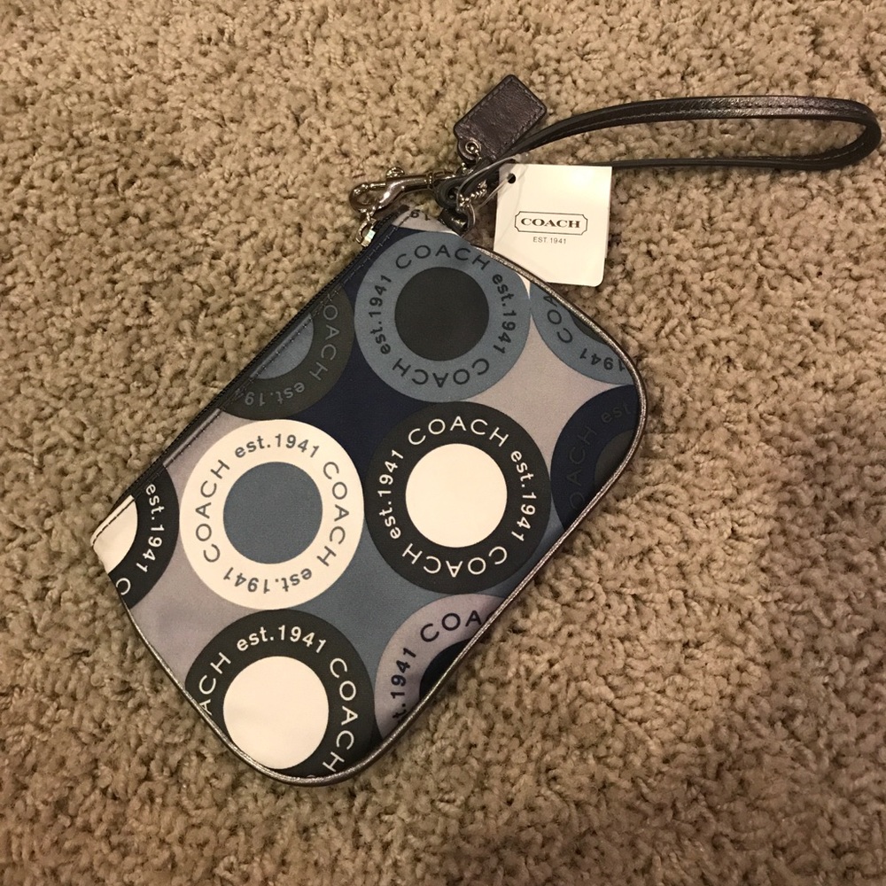 COACH wristlet- Navy, gray, blue black and white