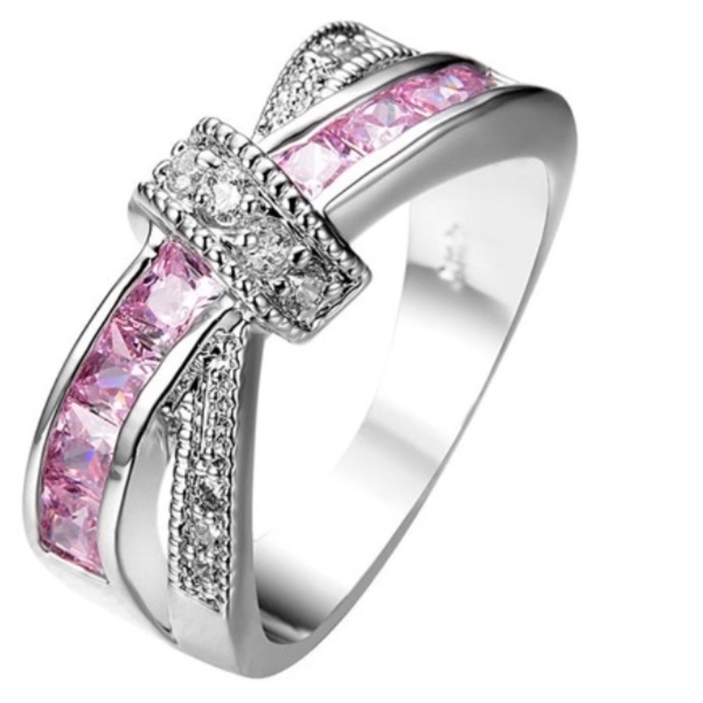 Pink Swiss Crystals Royal Knot Ring 💍 size 9