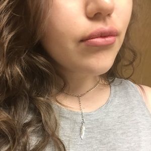 Silver Boho Feather Necklace