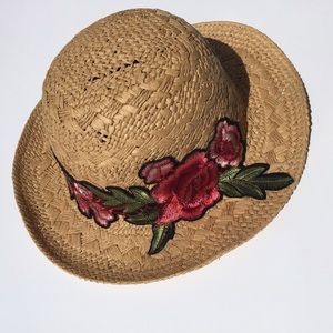 Straw Sun Hat with Floral Embellishment