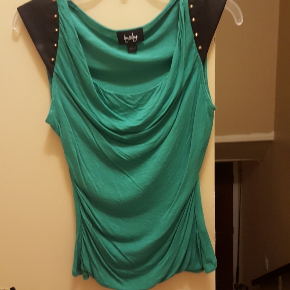 Green blouse with studded sleeves