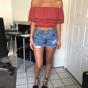 Off-the-shoulder flowy crop top