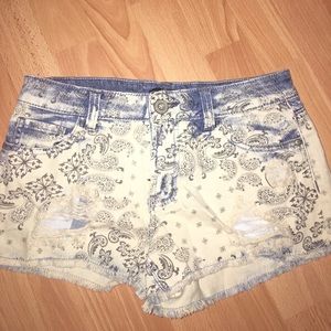 Patterned Jean Shorts