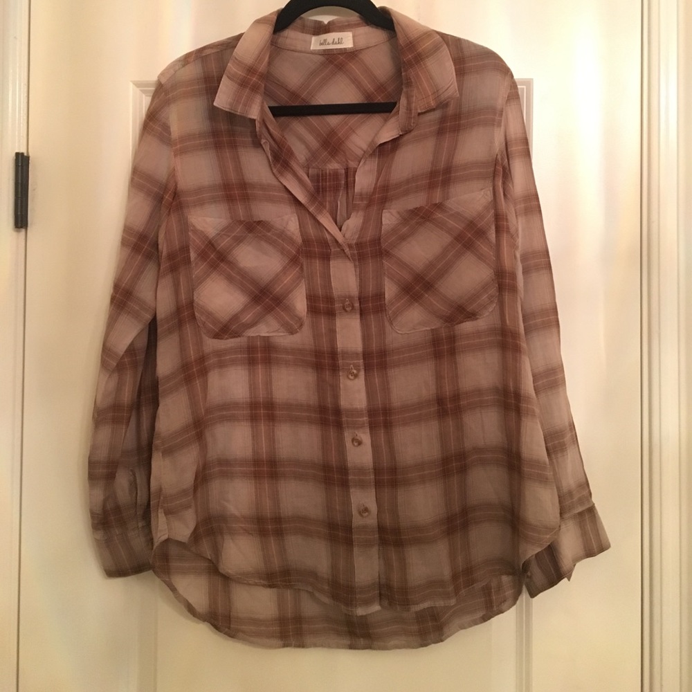 Bella Dahl Semi Button plaid top
