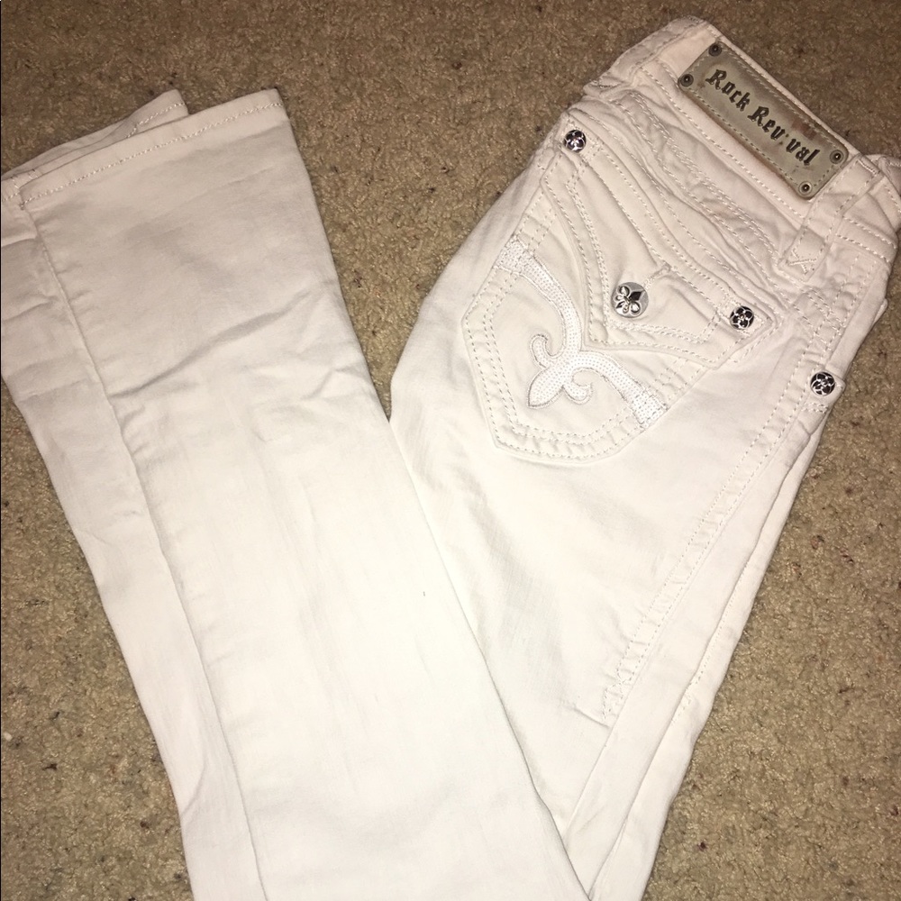 Rock Revival white Heather straight jeans size 26
