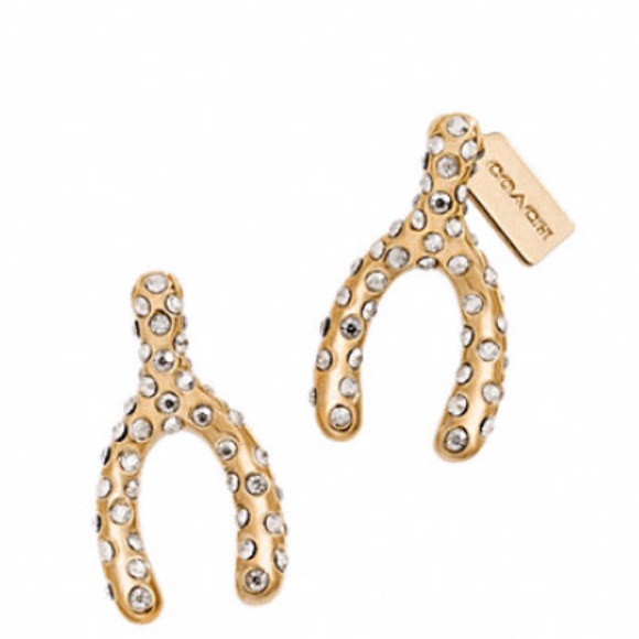 Coach Jewelry - Coach Pave Wishbone Stud Earrings
