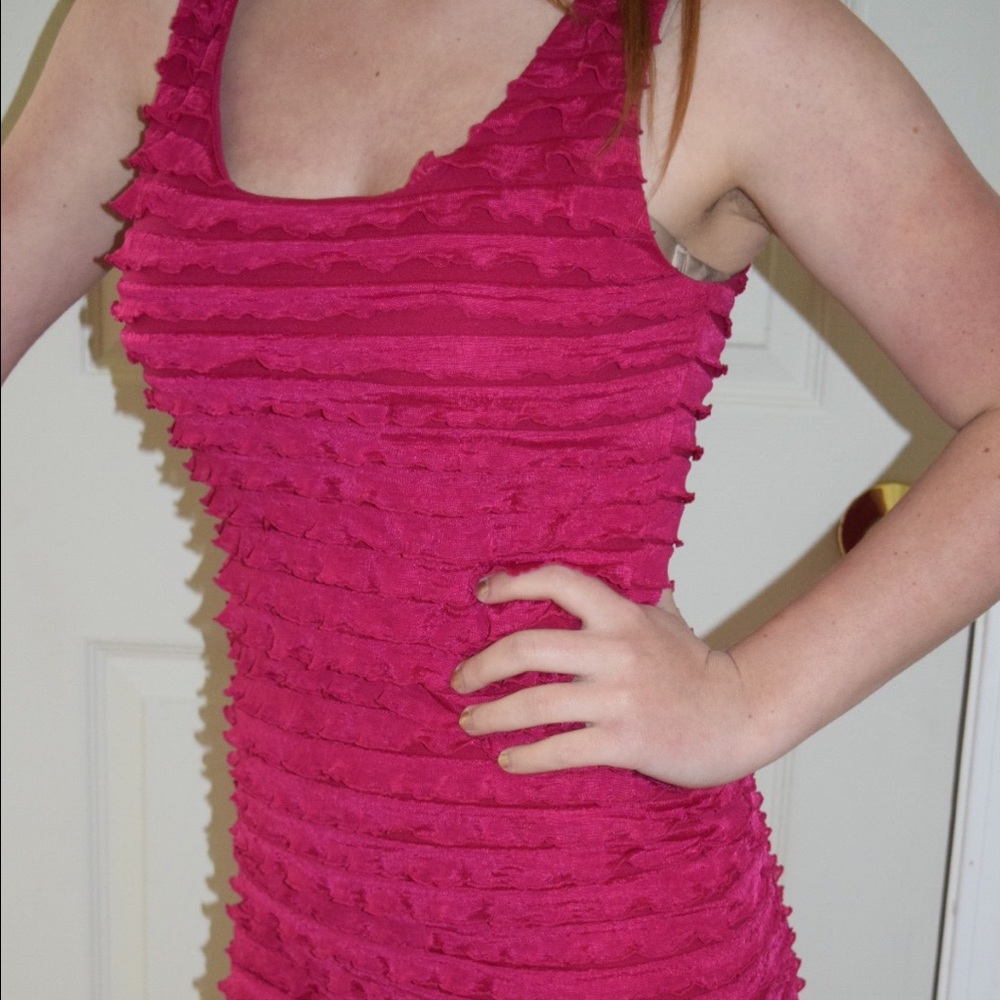 Pink Ruffled Mini Dress - Picture 2 of 4