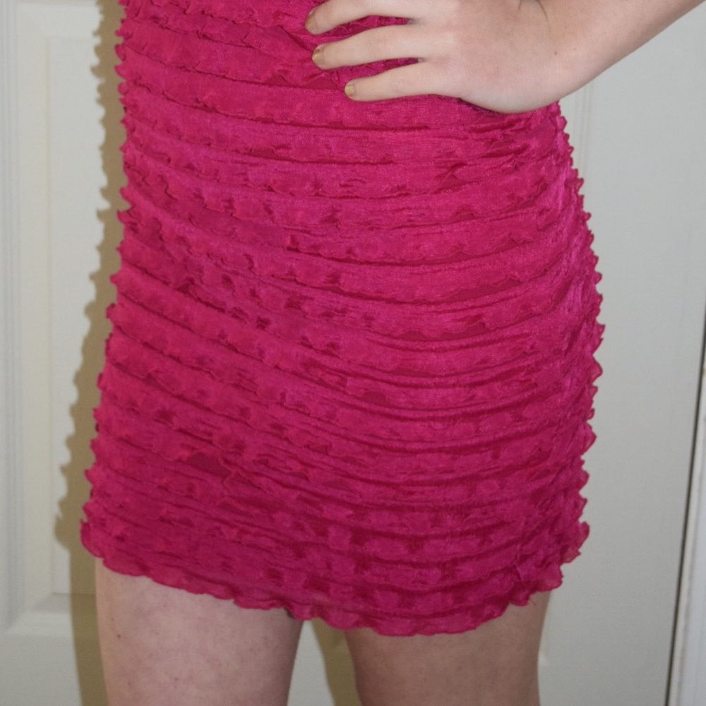 Pink Ruffled Mini Dress - Picture 3 of 4