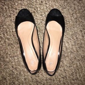 Black leather flats
