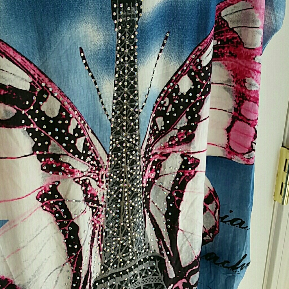 NWT C-MODE PASTEL PARISIAN BUTTERFLY BLOUSE - Picture 3 of 4