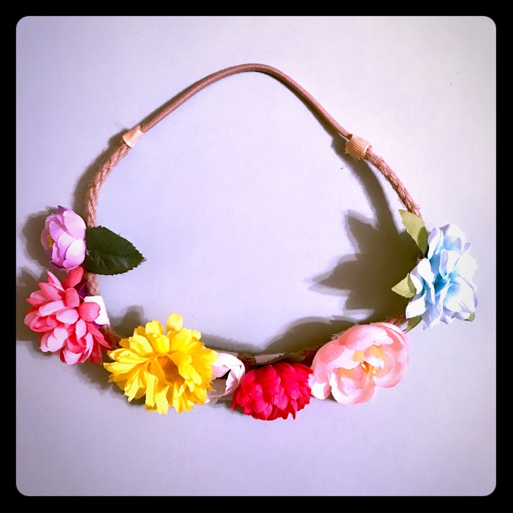 Boho Chic Flower Headband, Tropical Flower Crown