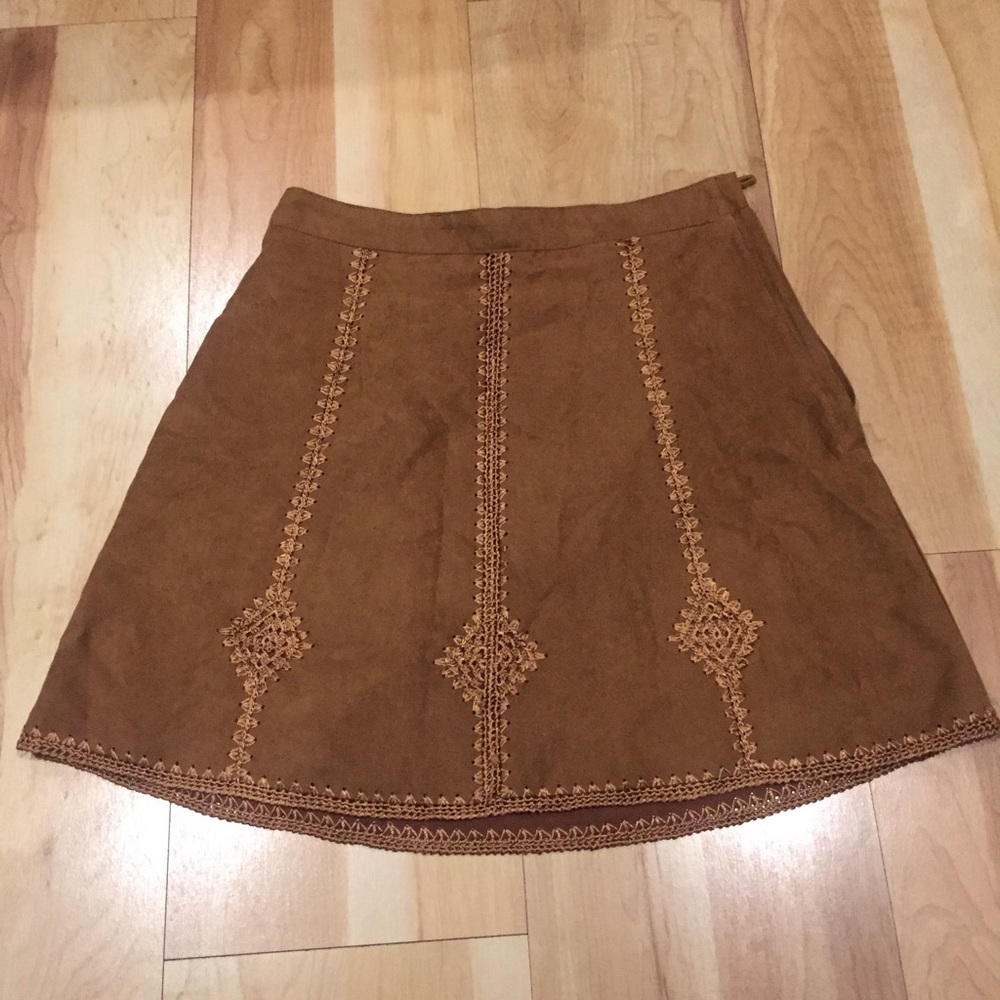 Suede H&M Embroidered Skirt