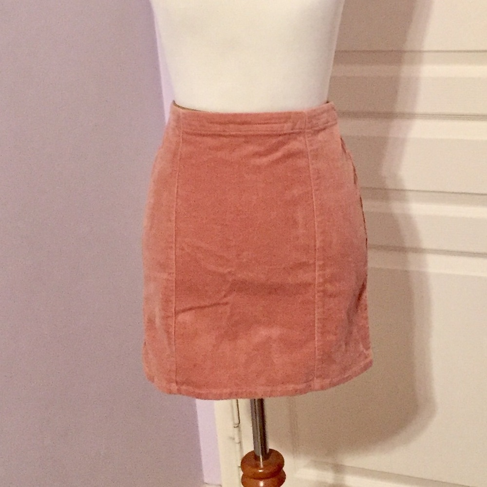 Mauve pink corduroy mini skirt