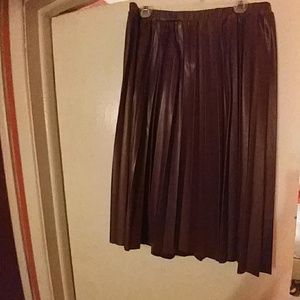 Burgundy Faux Leather Midi Skirt