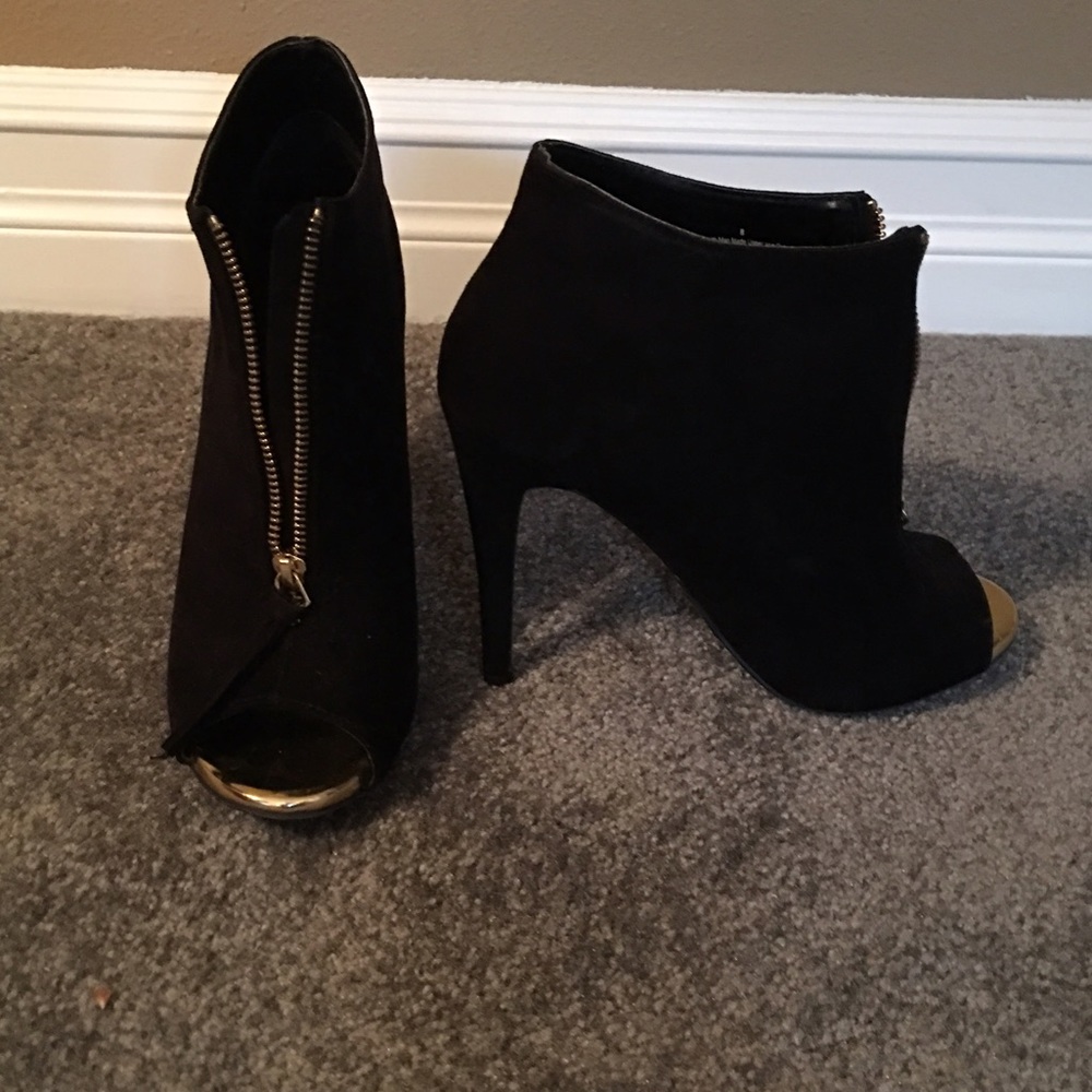 Target black and gold heeled booties
