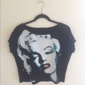 Black Marylin Monroe Graphic Oversized Crop Top
