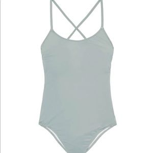 PINK lace up back one piece bathing suit