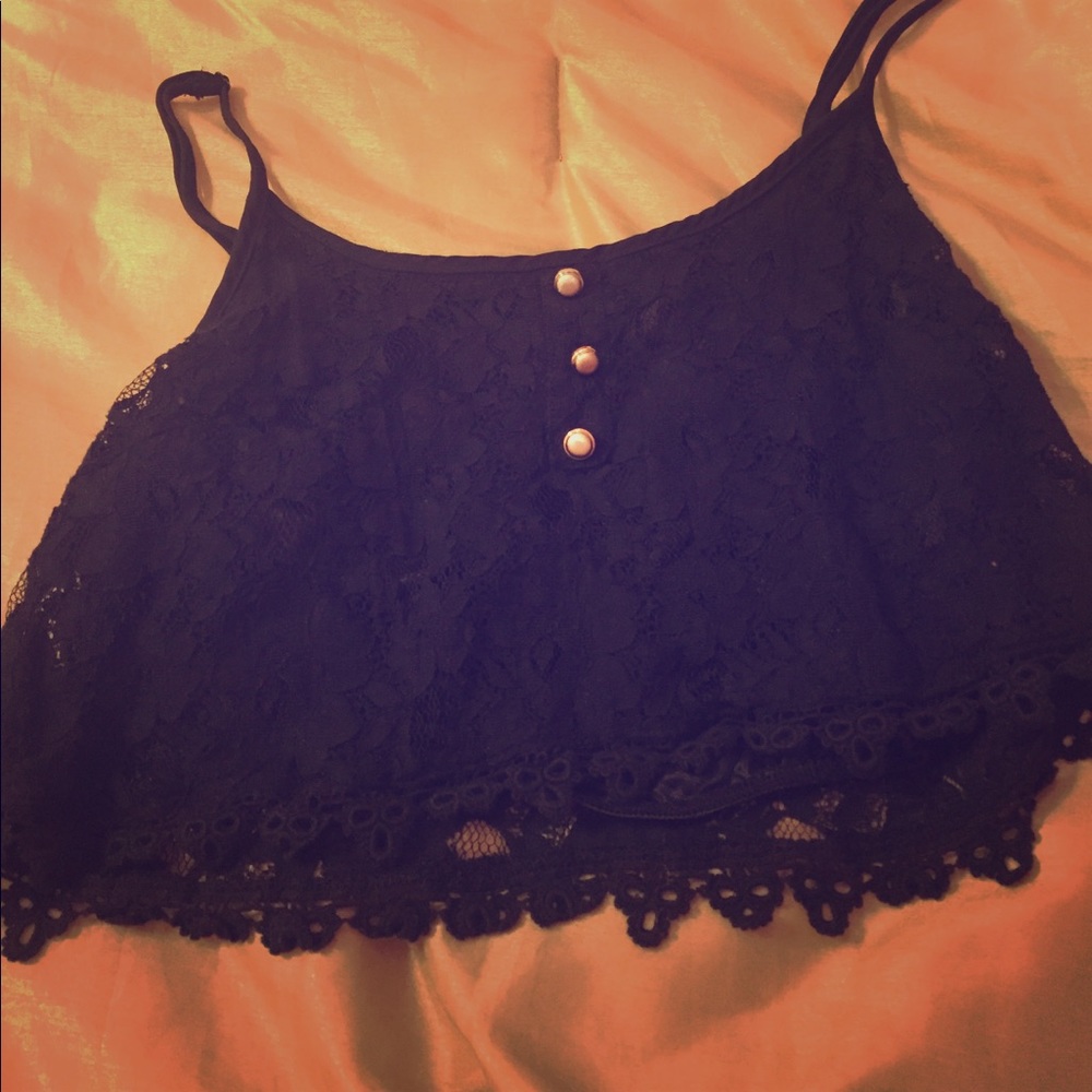 Black lace crop top