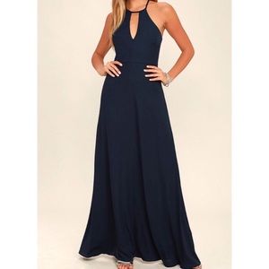 Lulu's Beauty and Grace Long Navy Blue Dress