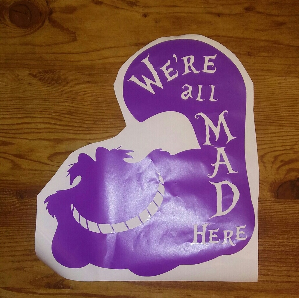 Customizable Cheshire cat vinyl decal sticker