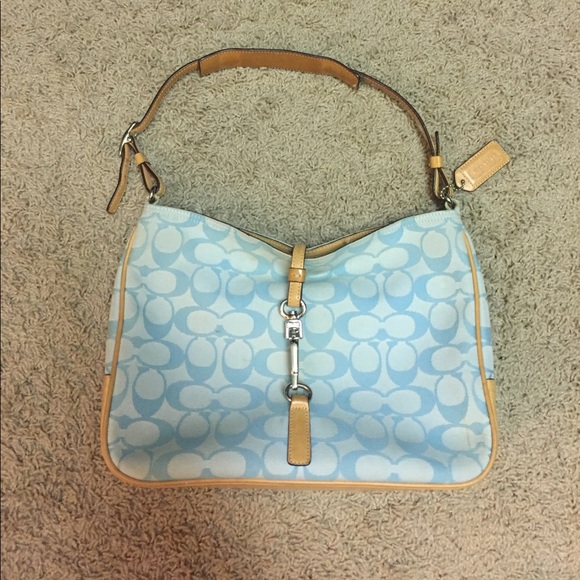 81 off Coach Handbags Baby blue used coach shoulder handbag from